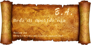 Bródi Apollónia névjegykártya